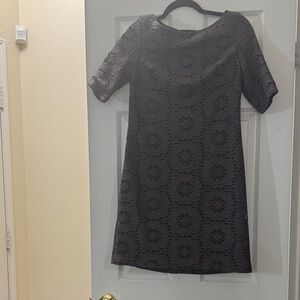 Adrianna Papell Charcoal Lace Midi Dress